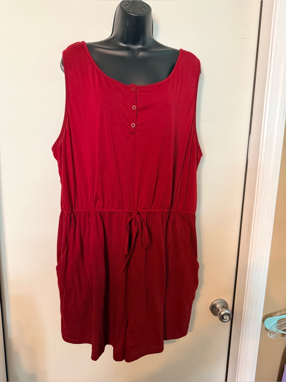 Shein Curve Sleeveless Red Drawstring Romper 4XL